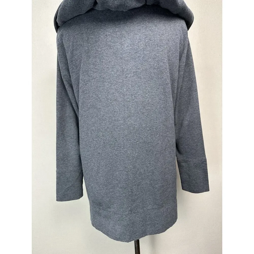 ANN TAYLOR LOFT‎ Cardigan XS Open Front Hooded Cotton Blend Gray Classic